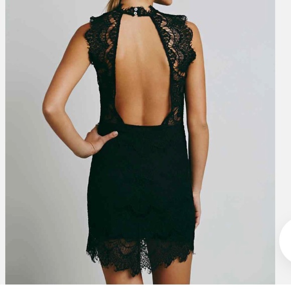 Free People Intimately Daydream Bodycon Slip Black Lace Sheath Dress - Picture 2 of 11
